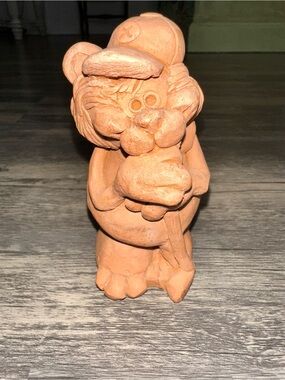 Terracotta Bear Figurine - Handcrafted Orange Clay